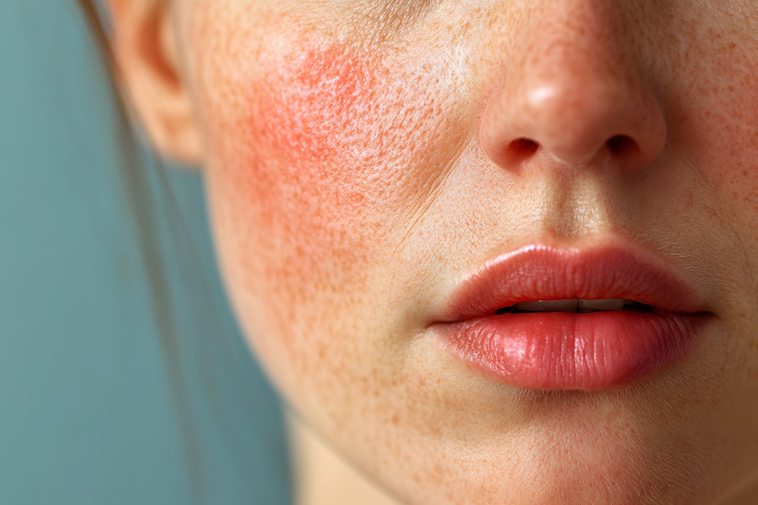 Ilustración de reacción alérgica leve en la piel relacionada con el consumo de manzanilla