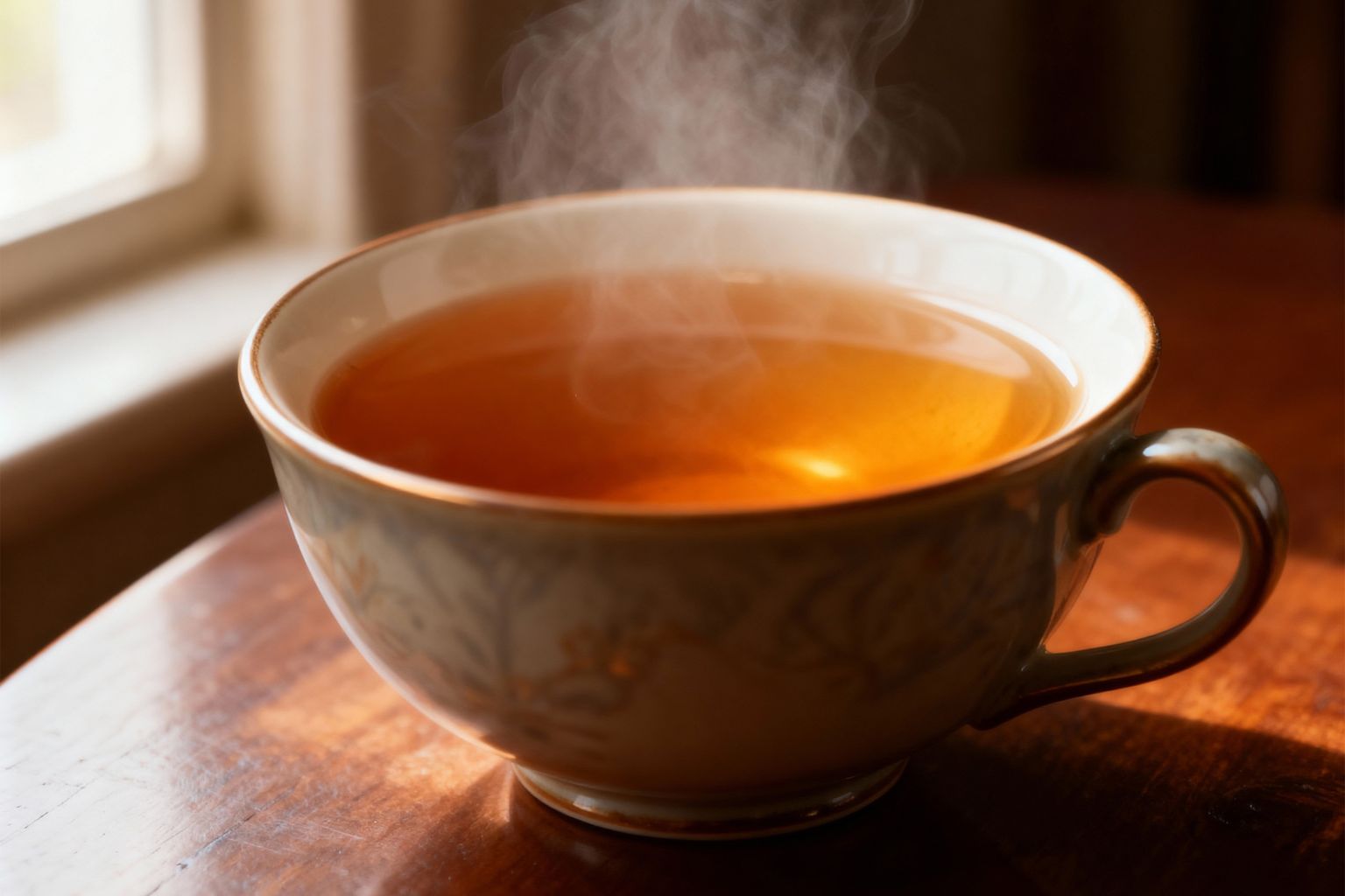 Taza de té de manzanilla caliente con flores secas para usos tradicionales