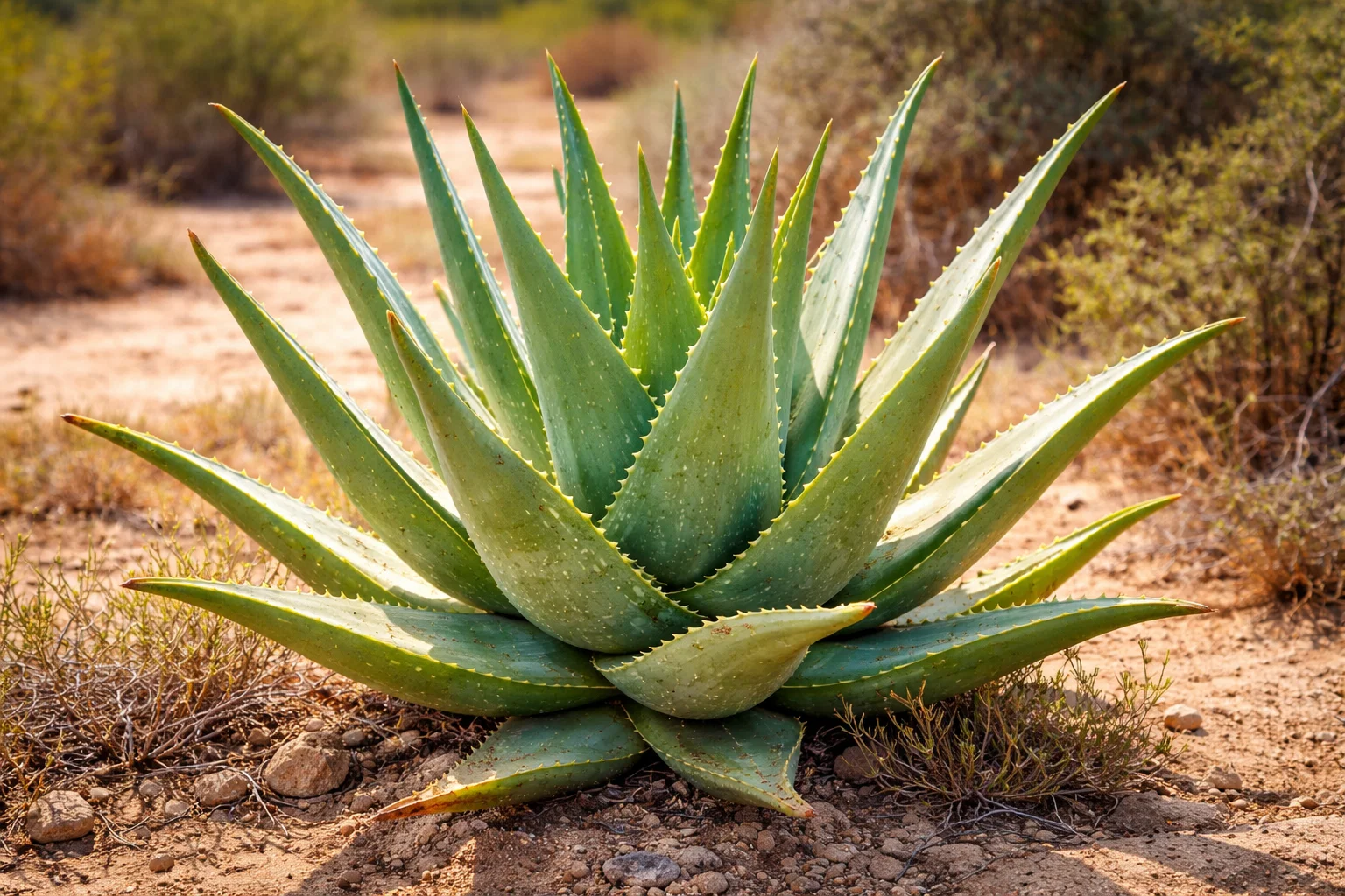 Planta de aloe vera con hojas carnosas cultivada en clima cálido de México