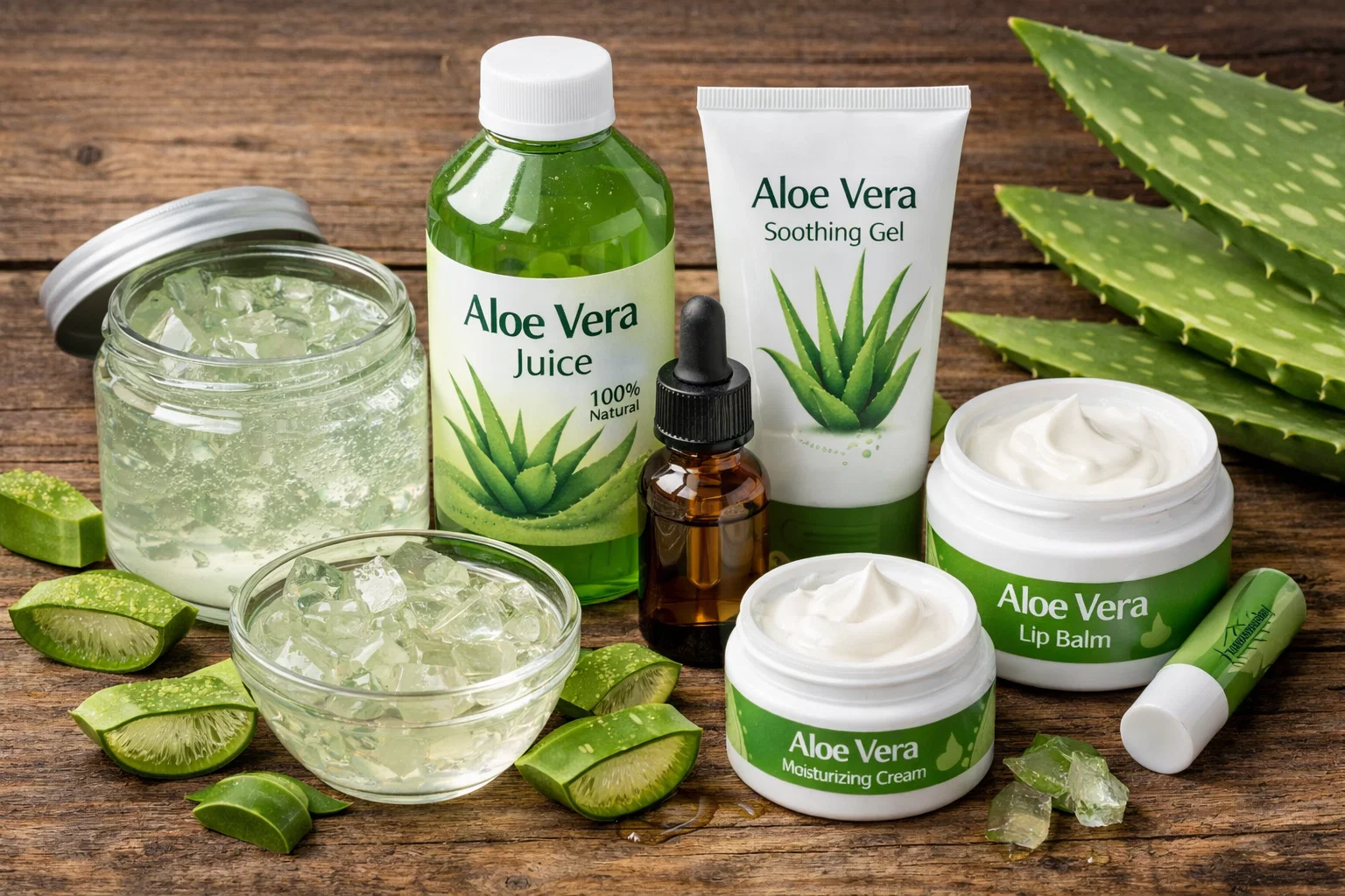 Productos de aloe vera en diferentes presentaciones gel puro jugo y cremas
